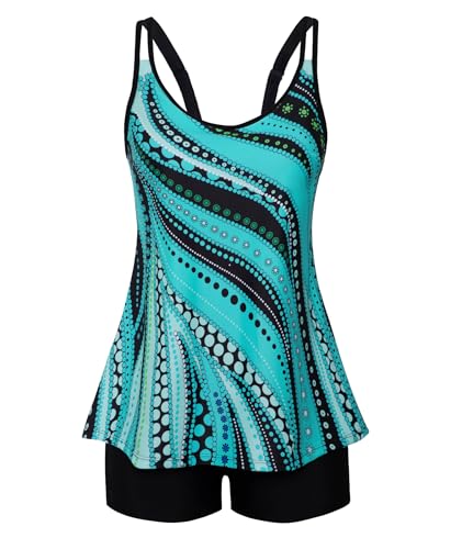 Arolina Plus Size Swimsuit for Women Over 50 Scoop Neck Two Piece Bathing Suits for Summer Beach...