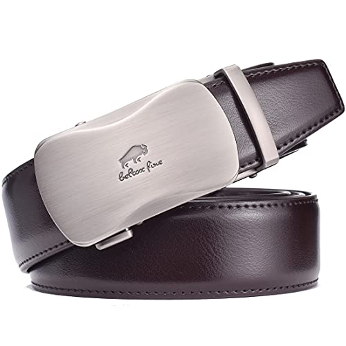 Image of Beltox Men Leather Belt w Slide Ratchet Interchangeable Buckle