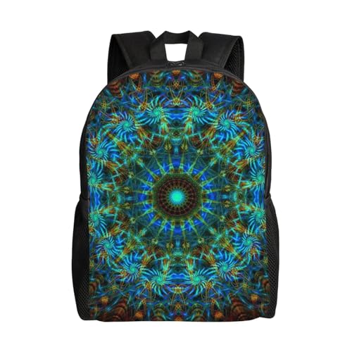 Sac à dos abstrait bleu doré mandala étanche taille unique