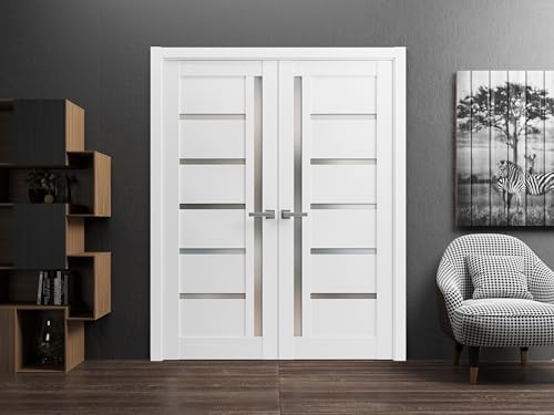 SARTODOORS Interior French Doors 48 x 96 Solid Double Swing