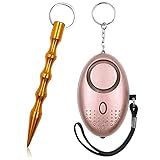 Safety Alarm Keychain Full Set For Women Kids, Portable Protection Key Chain, 130dB Security Alarm Keychain With Flashlight (Rose Gold)