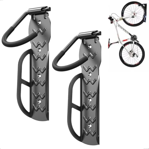 Kit 2 Suporte de parede para bicicletas, cabides de bicicleta para garagem, gancho vertical para armazenamento interno, resistente suporta até 30 kg, pacote com 2