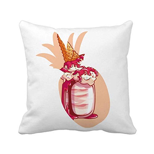 Crème glacée d'ananas housse coussin carré lavable au design unique