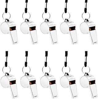 Giveet Metal Whistles with Lanyard, Stainless Steel and Durable, Extra loud Referee Coach Whistles for Football, Basketball, Soccer, School, Lifeguard Emergency and More