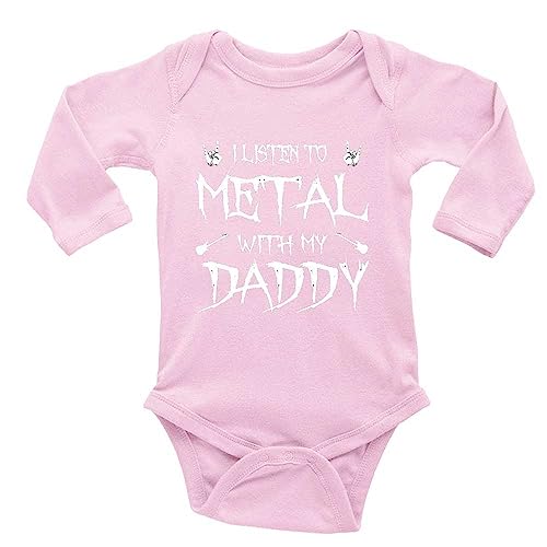 Image of SiYooca I Listen to Heavy Metal with My Daddy Infant Rompers Short Sleeve Baby Bodysuit