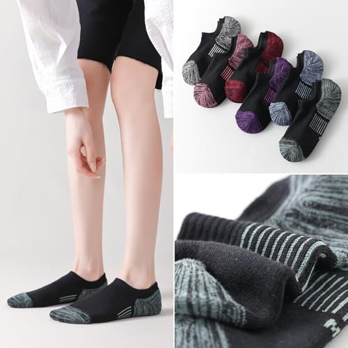 Image of EPEIUS Thick No Show Socks for Women Athletic Ankle Socks Cushioned Running Low Cut Non Slip Footies 3 /6 Pairs