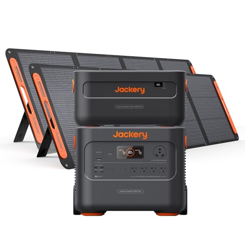Jackery Solar Generator 4000 Kit, Explorer 2000 Plus and 1X PackPlus E2000 Plus Expandable Battery with 2X200W Solar Panel, 4085 Wh LiFePO4, 3000W Output for...