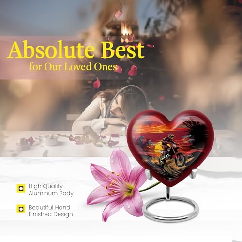 Image of Motorcycle Urn for Human Ashes Mom - Biker Keepsake for Dad 3 Inch | Mini Cremation Urns for Adult Female Human Ashes Funeral Memorial Keepsake