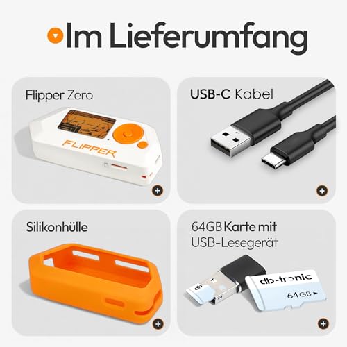 Image of Flipper Zero Set | Flipper Zero | Silicone Case | 64GB Memory Card | USB Card Reader | USB-C Cable | Instructions