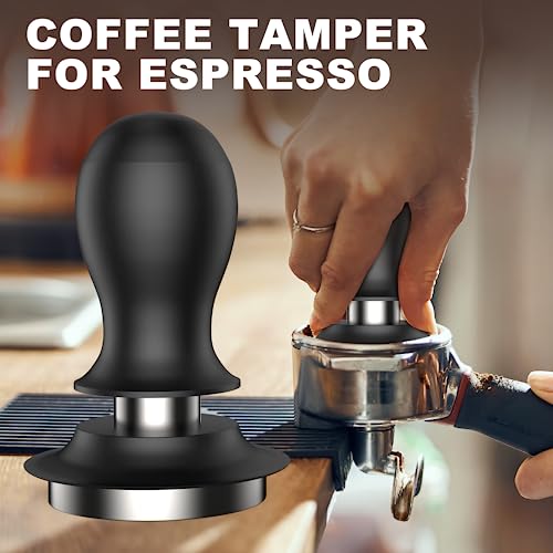 53Mm Coffee Tamper, Espresso Tamper 30Lb Horizontal Constant Compactor With Calibrated Spring Loaded, Stainless Steel Base #TOP4
