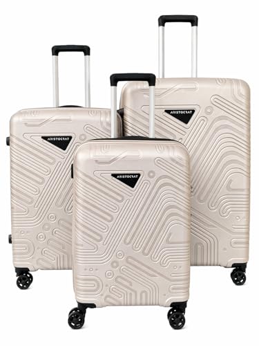 Image of VIP Aristocrat 3 Pc Set Cabin 55 cm (Small),65 cm (Medium),75 cm (Large) 8 Wheels Trolley,Hard Case Lightweight Bag & Combination Lock Suitcase with 3 Years International Warranty (Metallic Grey)