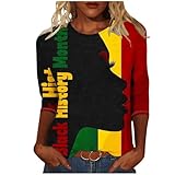 Today's Clearance Black History Month Cotton Shirts for Women 2025 February African American Pride Celebration Blouse Tshirt Gift 3/4 Sleeve Crewneck Tops Winter Sweatshirt Sweater