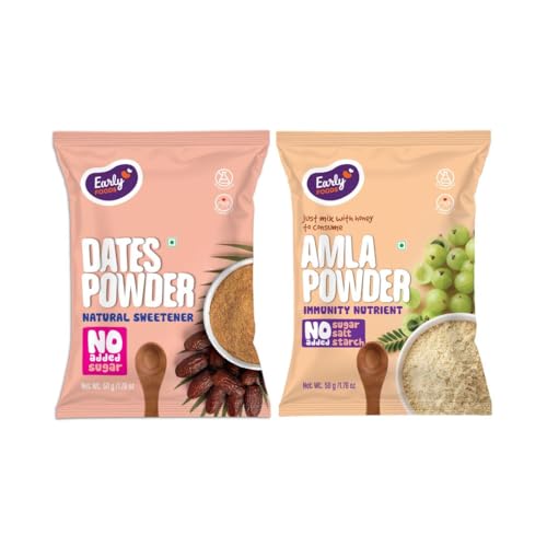 Image of Early Foods - Trial Pack Combo Amla & Dates powder | Indian Gooseberry Powder | Kharik mix | No Maltodextrin | No Added Flavours 50 gms + 50 gms