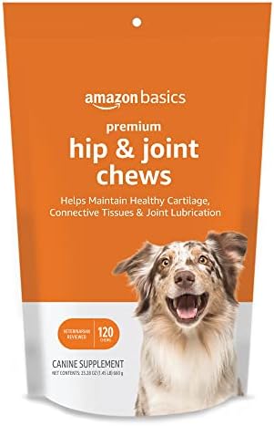 Amazon Basics Premium Dog Hip & Joint Supplement Chews with EPA and DHA, Chicken Liver Flavor, 120 Count (Previously Solimo)