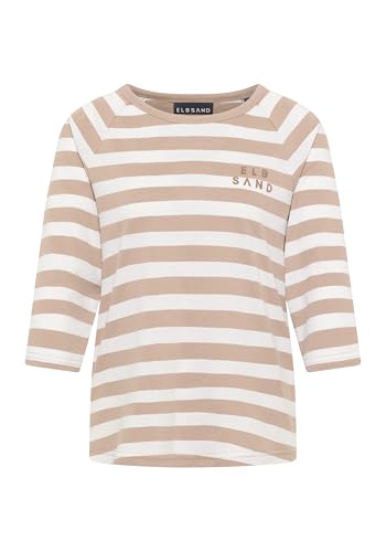 Haut rayé Elbsand Celin Camel Bright White Stripe pour le week-end