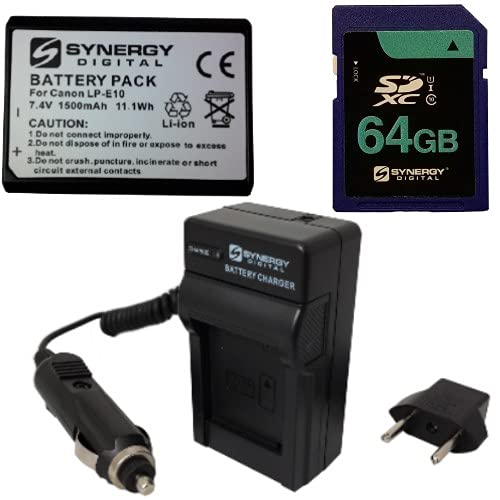 Synergy fW^ANZT[LbgACanon EOS Rebel T7 DSLR fW^Jœ삵܂:SDM-1539[dASDLPE10obe[ASY-SD64GB[J[h