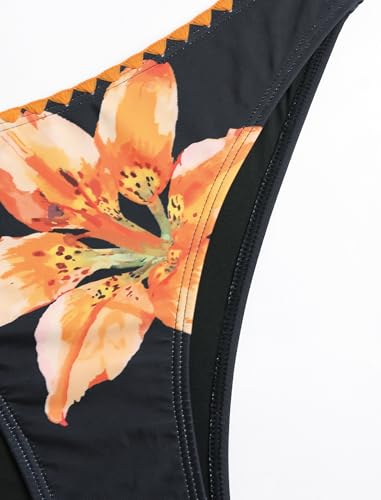 Image of ZAFUL Women Halter Dual Straps Whip Stitch Floral Triangle Bikini Swimsuits