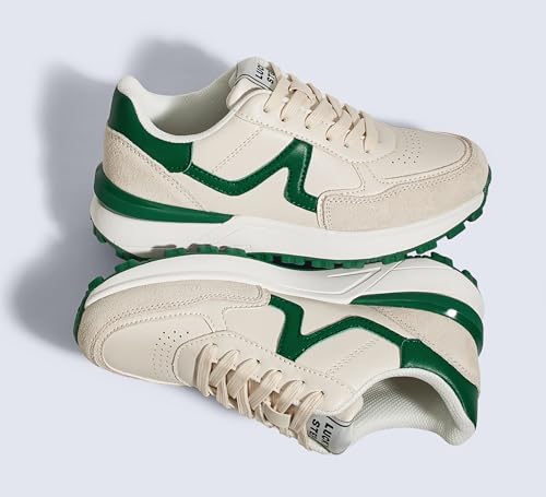 Image of LUCKY STEP Women's Retro Fashion Casual Sneakers | Platform Classic Trendy Trainning Anti-Slip Tennis Travel Walking Shoes