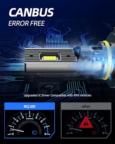 Image of RCJ 9005 /HB3 LED Bulbs, 100W 30000 LM Super Bright Bulb, 6000K Cool White Fog Lights with Cooling Fan, IP67 Waterproof, Plug & Play, Pack of 2