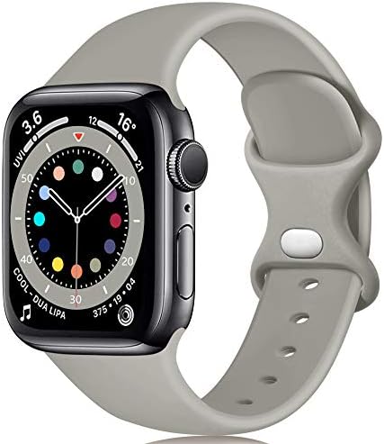 Epova Silicone Strap Compatible with Apple Watch Strap 40mm 38mm 41mm, Replacement Straps for iWatch SE Series 8 7 6 5 4 3 2 1, Black, Large