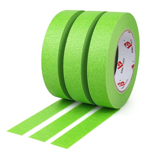 BOMEI PACK Cinta de pintor 0,94 pulgadas x 60 yardas, 3 rollos Cinta de pintor amarillo de alta calidad para pintar, manualidades y bricolaje (Verde claro)