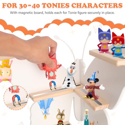 Image of 90Butterfly for Tonies Box Figures Organizer Storage Shelf Corner Wall | Magnetic Display Stand for Toniebox 1 /2 Collection 30~40 Tonie Characters Floating Shelves Storage Player, Earphones