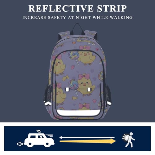 senya Duck Holding Lollipop Backpack Water-Resistant Bag Lightweight Bookbags with Reflective Strip4