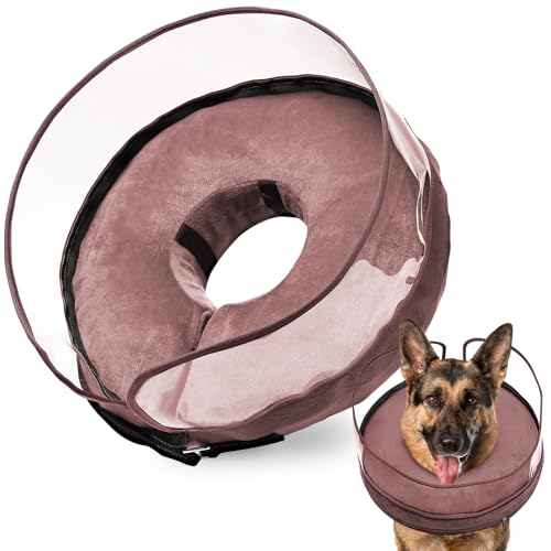 Image of BARKLESS Dog Cone, Inflatable Dog Cone After Surgery for Large Breeds, Soft Surgery Collar with Enhanced Anti-Licking Guard Shield for Pets, Patented Protective Donut Collar