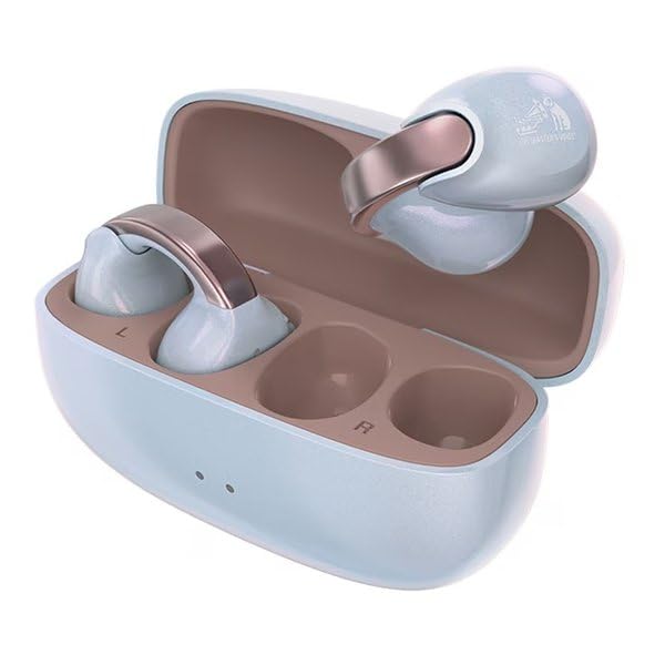 JVC Nearphones HA-NP1T bezprzewodowe słuchawki douszne, błyszczący pałąk, wygodne dopasowanie, połączenie wielopunktowe, Bluetooth 5.3, bateria 24 h, Pearl Edition Eternal Blue