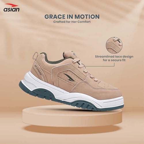 Image of ASIAN Nancy-05 Sneakers for Women | Trendy Lightweight Casual Shoes with Cushioned Comfort, Non-Slip Grip Sole & Stylish Everyday Wear for Walking, College & Outings