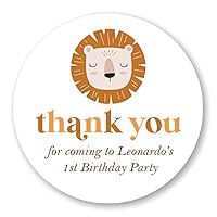 Personalised 'Thank You' Lion Stickers for Birthday Party Favours (LA40) (45mm (24 per sheet))
