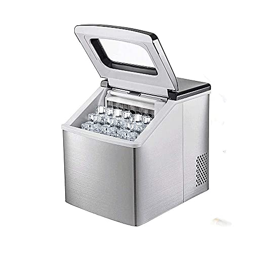 Fabricadora de Hielo de Acero Inoxidable para Encimera, Ciclo de Fabricación de Hielo de 13 a 25 Minutos, Capacidad de 40 lb (18 kg)/24 h para Cocina y Bares miniatura 1
