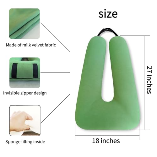 Image of FHSGGP Travel Pillow Car Pillow Kid Car Sleeping The Sleeping Aid for Adults and Kids on Road Trips Sponge Kids Travel Pillow Provides Body and Head Support Sage Green