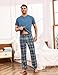 Aseniza Herren Schlafanzug Kurze Ärmel Pyjama Baumwolle Zweiteilige Pyjamas Langer Schlafanzughose für Männer