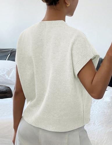 Image of 2026 Womens Floral Sweater Vest Cute Cap Sleeve Tops 3D Flower Decor Knit Tank Top Loose Spring Fall Summer Clothes