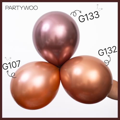 Image of PartyWoo Copper Chrome Balloons 50pcs Metallic Brown Bronze Color 12 Inch