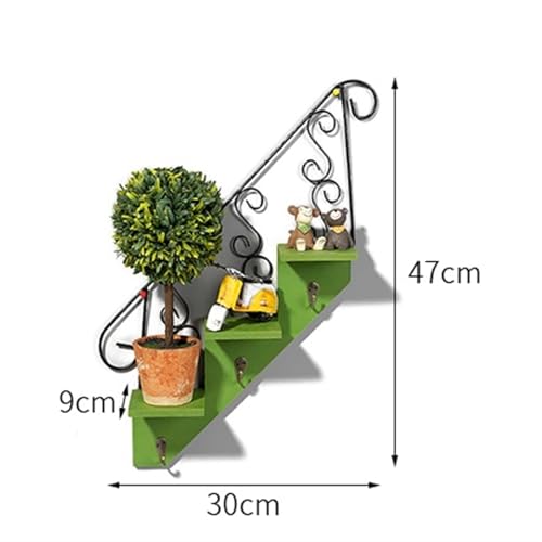 Étagère murale en fer bleu robuste style suspendu pour décoration pot