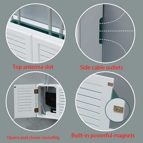 Routeur WiFi armoire de rangement murale pour box internet et câbles - 7