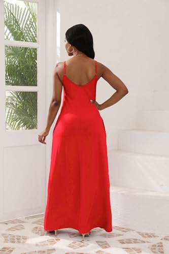 Image of vunahzma Womens Casual Fashion Sleeveless Plus Size Loose Long Sexy Maxi Dress with Pockets