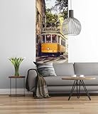 Komar 161-DV1 Vlies Fototapete LISSABON-100 x 280 cm-Tapete, Wand Dekoration, Portugal, Tram, Stadt, Urlaub-161-DV1, bunt