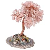 Generic Árbol de la Vida de Cristal, Rebanada de ágata, Alambre de Cobre Envuelto, árbol del Dinero, Decoración Feng Shui para el Hogar, Oficina, Espacio de Meditación (Pink)