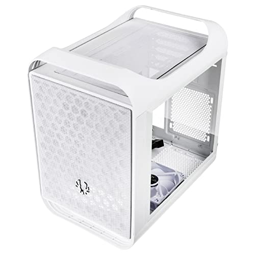 Bitfenix Funda para juegos MatX/Mini-ITX Prodigy M 2022, compatible con RTX 3090 y RX 6900 XT con montaje vertical y refrigeración por agua, vidrio templado, puerto tipo C x 1, 2x USB 3.0 blanco
