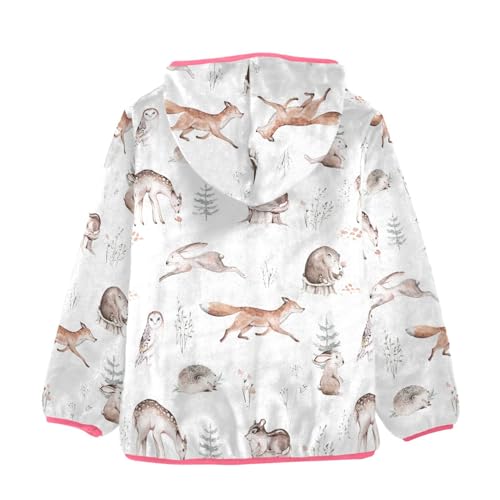 CaTaKu Girls Woodland Animals Jacket for Boys Fleece Coats Kids Warm Fall Winter Outerwear Sweater 6t2