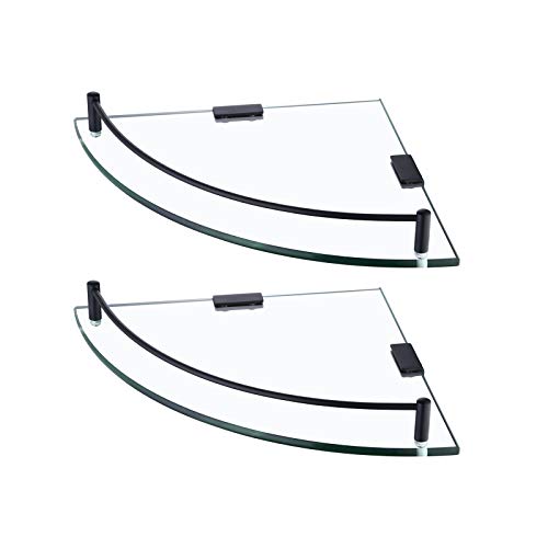 KES Bathroom Glass Corner Shelf Tempered Glass Shelf with Rail Wall Mount Corner Shower Shelf SUS 304 Stainless Steel Matte Black 2 Pack, BGS2101A-BK-P2 KES Bathroom Glass Corner Shelf Tempered Glass Shelf with Rail Wall Mount Corner Shower Shelf SUS 304 Stainless Steel Matte Black 2 Pack, BGS2101A-BK-P2