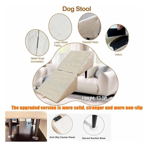 Rampa de madera 2 en 1 para perros con función de escalón, plegable, antideslizante, divisible, para perros mayores y heridos para subir a la cama o al sofá