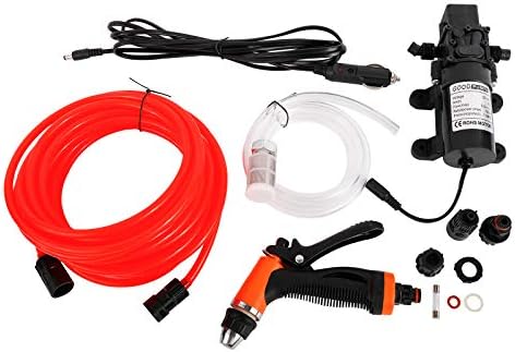 PetierWeit DC 12V 100W 145 PSI High Pressure Portable Washdown Deck Pump Self-Priming Quick Car Cleaning Wash Pump with Electrical Washer Kit