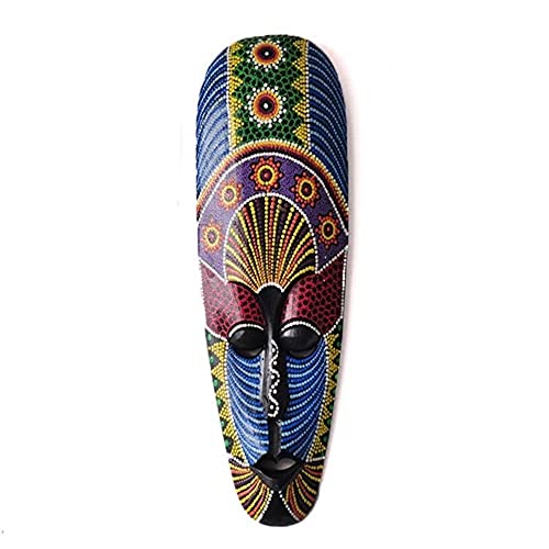 Photo 1 of 20" Jumbo Colorful African Style Hand Carved & Painted Aboriginal Dot Art Wooden Tribal Mask Tiki Wall Decor