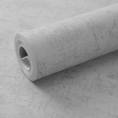 Beswitory Grey Wallpaper Concrete Effect Wallpaper for Living Room, Bedroom, Fireplace Decorative Luxury Wall Paper with Distressed Pattern, Textured Finish & Metallic Detailing (Grey)