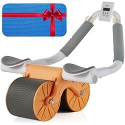 Abdominales Con Aparatos Gimnasio Rueda abdominal de rebote automático para el hogar, entrenamiento abdominal, rodillo de rebote, eficaz para el gimnasio en casa, para hombre y mujer (naranja/con temporizador)