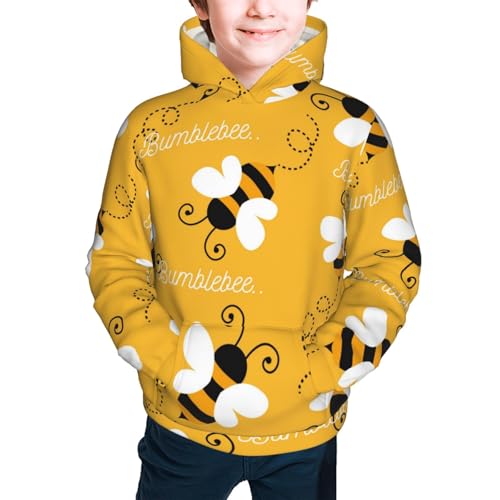 Cute Bee Butterfly Yelllow Kid Hoodies Boys Sweatshirts Girls Pullover with Pocket3